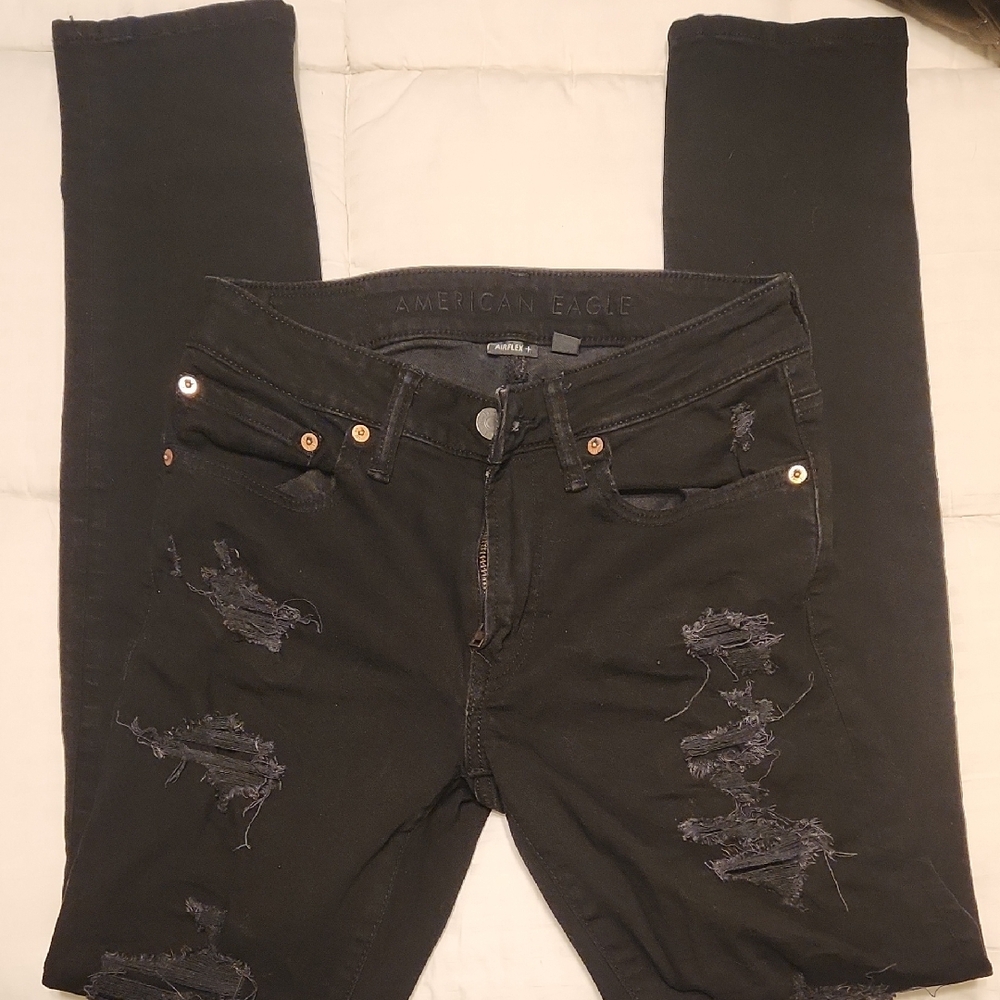 American Eagle Outfitters Black Distressed Women's Jeans